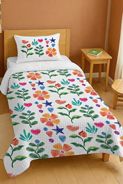 EVPANYA Σετ μονόκλινο πικέ με μοτίβο ραπτικής αγάπης από 100% βαμβάκι