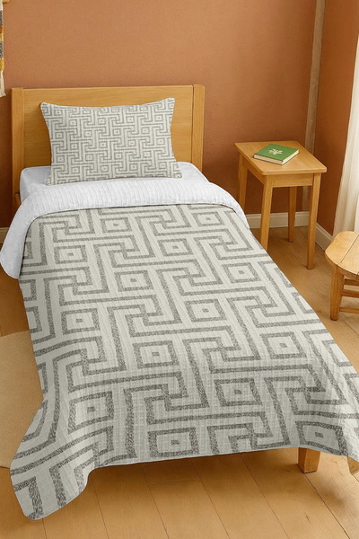 EVPANYA طقم بيكيه فردي منقوش بنمط المتاهة مصنوع من القطن بنسبة 100%