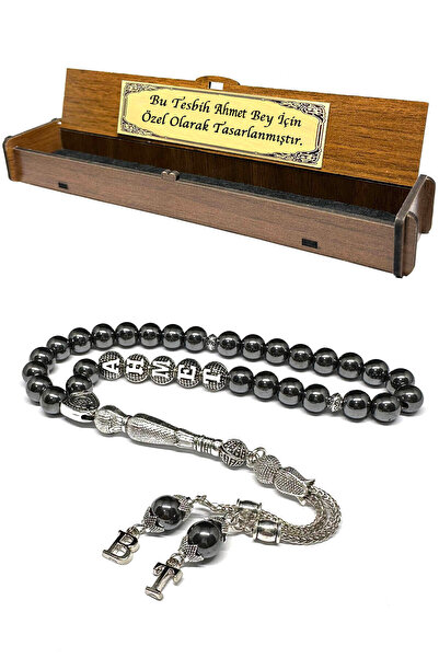 Fabula Silver İsimli Hematit Taşı Tesbih Kişiye Özel Harfli Erkek Hediye Tespih