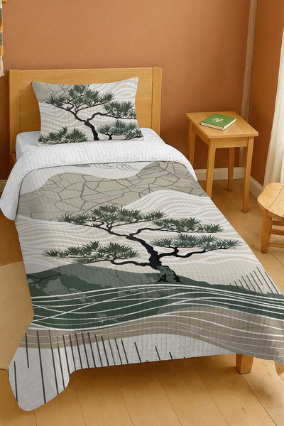 EVPANYA bumbac 100% Set de pătură pentru o persoană cu model Zen Wind