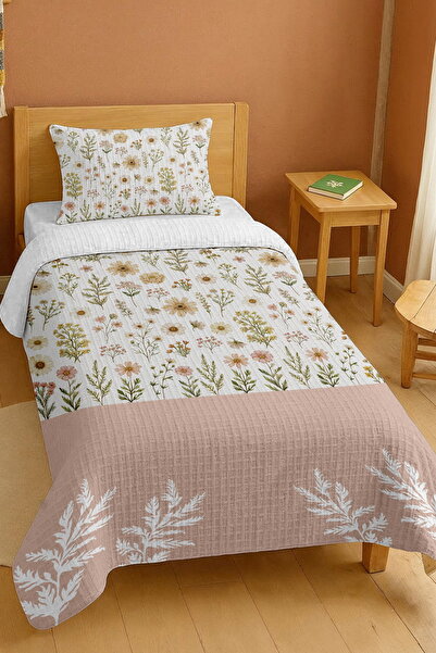 EVPANYA bumbac 100% Set de pătură pentru o persoană cu model rustic de primăvară