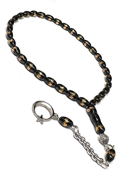 Fabula Silver Oltu Taşı Tesbih Pirinç Sarmal Ay Yıldız Püsküllü Erkek Hediye