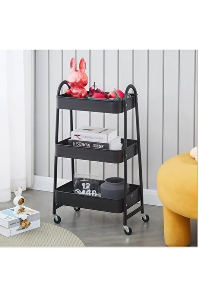 POWER سلة تخزين الفاكهة والخضروات، عربة وجبات خفيفة قابلة للتكديس بثلاثة طواب...