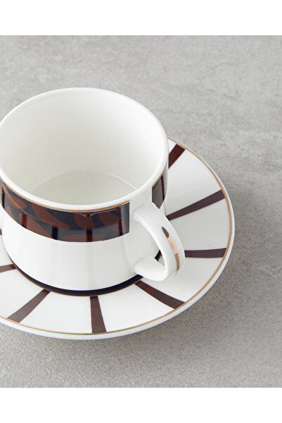 English Home Isolde New Bone China 4 Piece Coffee Cup Set for 2 People 100 ml Brown