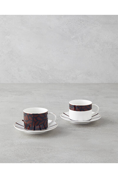 English Home Isolde New Bone China 4 Piece Coffee Cup Set for 2 People 100 ml Brown