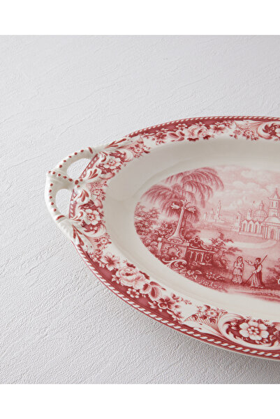 English Home Preston Stoneware Boat Plate 36 cm Burgundy