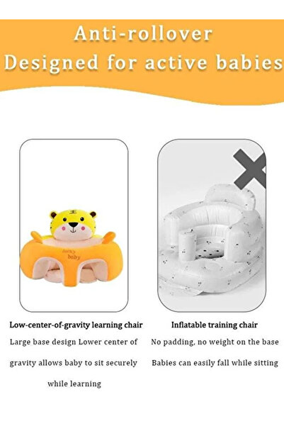 Generic Cute Tiger Plush Baby Learning Seat- Crystal Velvet PP Cotton, Portable Toddler Sitting Support Sofa