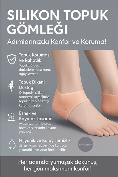 CNGZSHOP Silikon Topuk Gömleği | Ten Rengi Topuk Çorabı | Topuk Dikeni Koruyu...