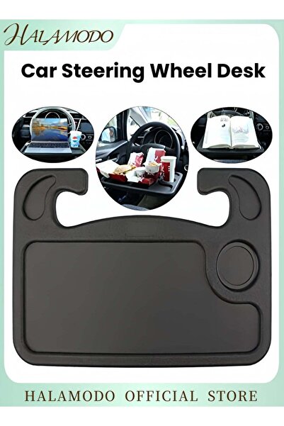 HALAMODO مكتب عجلة قيادة السيارة مع حامل مشروبات ومنطقة للكمبيوتر المحمول