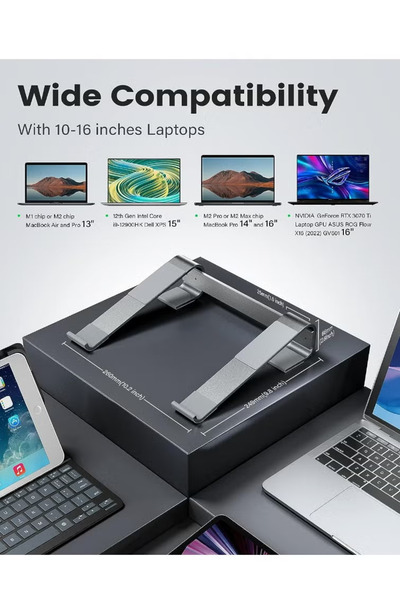 Generic حامل كمبيوتر محمول مكتبي، حامل تبريد للكمبيوتر، مناسب لأجهزة الكمبيوتر المحمولة مقاس 10-16 بوصة