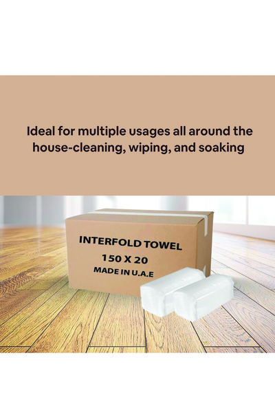 Alfalah Interfold Paper Hand Towels embossed Tissue 150 Sheets X 20 Pack 3000 Sheets