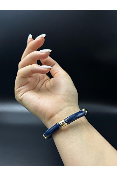 G&OJEWELRY Kadın kemik gold detaylı esnek tasarım muadil renkli orta kalın bi...