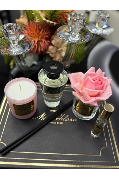 HİD DESIGN ATELIER MISSFLORA ÖZEL LUXURY SET KUTULU MUM + ISLAK GÜL + PARFÜM ...