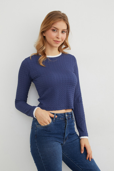 Fulla Moda Bürümcük Fabric Piped Blouse