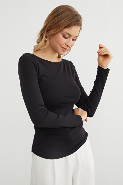 Fulla Moda Draped Boat Neck Body with Side Panels