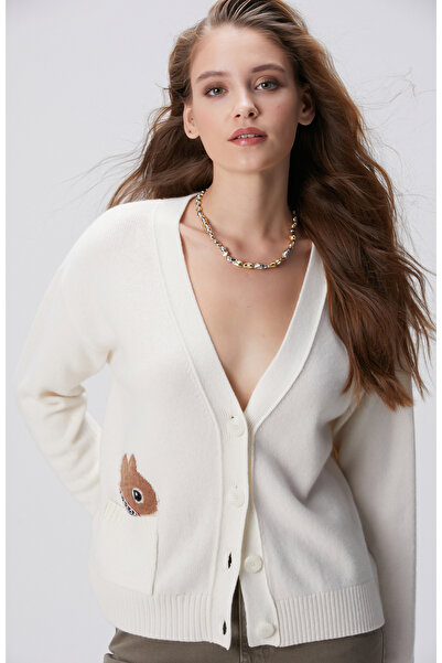 Network Yün Kaşmir Karışımlı Sincap Figürlü Kadın Hırka