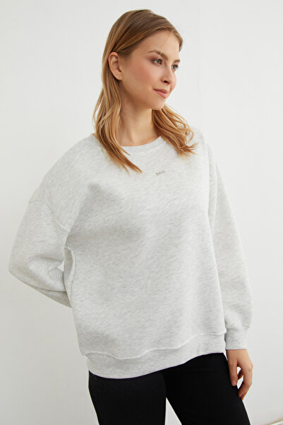 Fulla Moda Love Accessory Crew Neck Oversize Sweatshirt