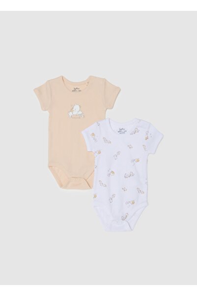 Ovs طقم ملابس حديثي الولادة متعدد الألوان من القطن الخالص، مكون من قطعتين