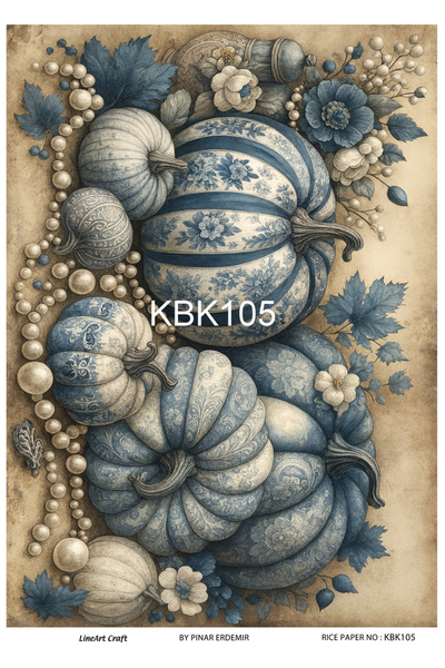 LİNEART ورق ديكور نحاسي بنمط اليقطين رقم: KBK105- 29x42 سم