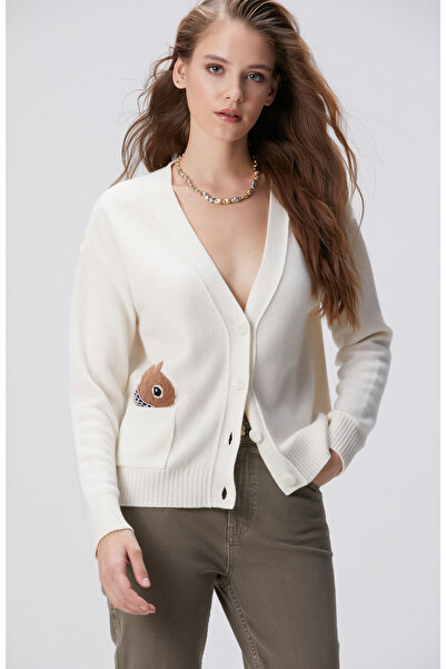 Network Yün Kaşmir Karışımlı Sincap Figürlü Kadın Hırka