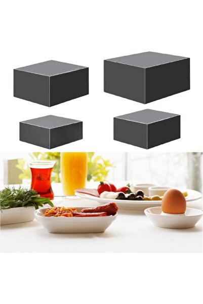 Slasa Acrylic Cube Display Stand Set of 4, Black Food & Buffet Risers (10x10x6.5 in)