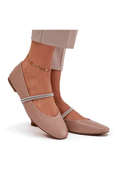 BOTO Women's Ballerinas With Shiny Stripes Dark Beige Ilirene 36