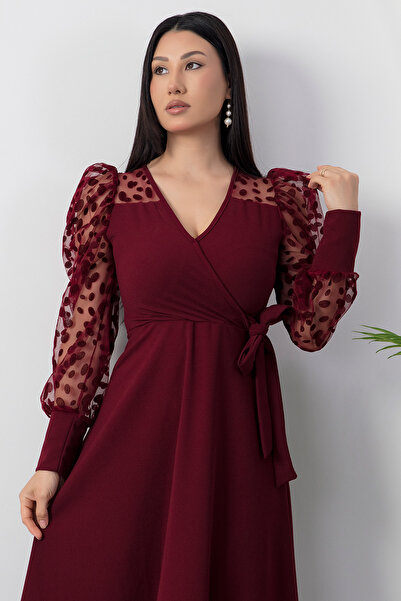 PULLIMM Rochie din crep cu mâneci decolteu larg 2025-4376