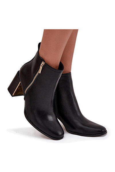 BOTO Botine pentru femei cu toc înalt din piele ecologică negru Camilyn 39