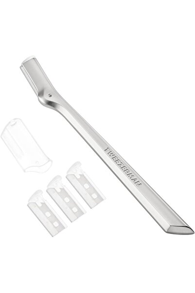 Tweezerman ماكينة حلاقة الحواجب مع 3 شفرات بديلة وغطاء أمان