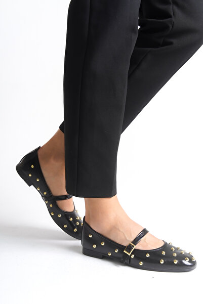 senzora Troklu Women's Ballet Flats Black Patent Leather