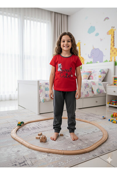 sleeproom Girls' Short Sleeve Single Jersey Pajama Set Sweet Print