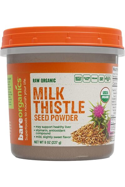 Bareorganics Milk Thistle Seed Powder, Organic Dietary Supplement, 8 Ounces