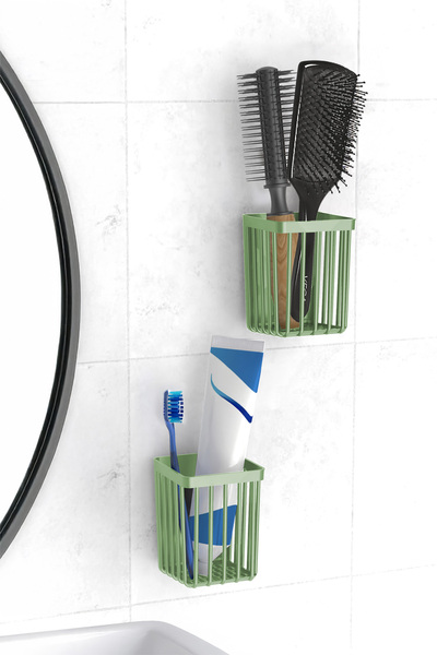 ATA HOME Σετ με 2 αυτοκόλλητες θήκες για οδοντόβουρτσα, οργανωτής για χτένες ...