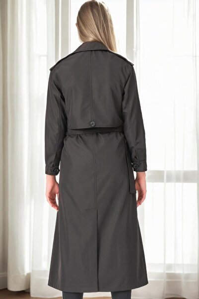 Dewberry Z9674 Trench Coat-Black