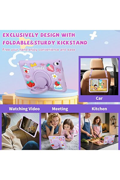 Coolden Husa de protectie pentru iPad Gen 11 de 11inch si iPad Gen 10 10, 9 inch, rezistenta la socuri, mov