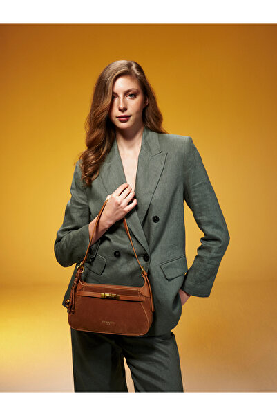 Pierre Cardin Tan Women's Handbag with Detachable Strap and Zipper Closure - ...