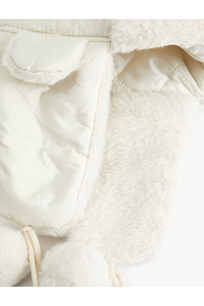 Koton Plush Pilot Hat with Pompom Detail