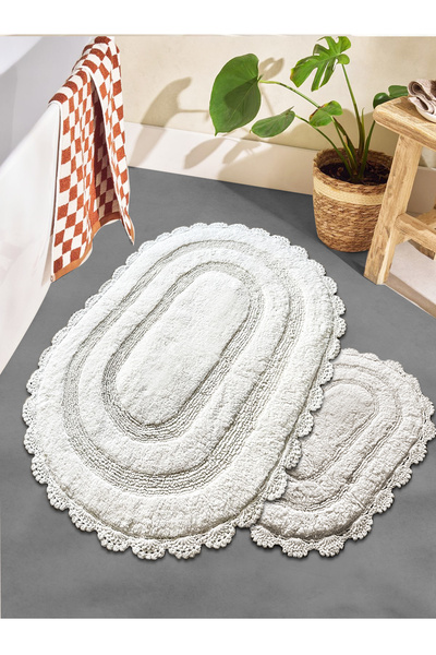 Chilai Home Monre Ecru 2-Piece 100% Cotton Bath Mat Set