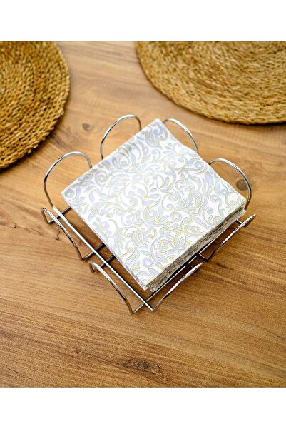 BebeMango Napkin Holder Gold Metal Square Horizontal Cafe Presentation Napkin Holder Tabletop Paper Kitchen Napkin Holder