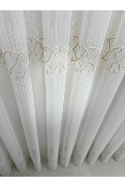 NİVEMESHOME V-117 Marina Gold 1/3 Bamboo Tulle Curtain