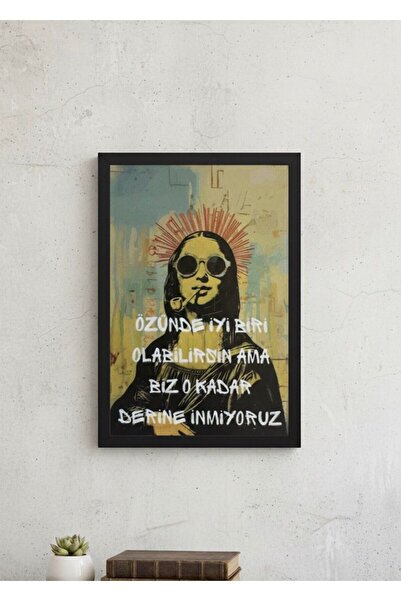 BuzzDesigns Derine İnmiyoruz – Cool Mona Lisa Duvar Tablosu (Çerçeveli)