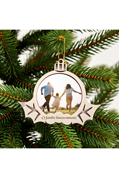 damoro Glob din lemn,cu 1 spatiu poza,O familie Binecuvantata,set 2,lemn natur