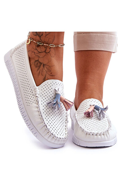 Evento Women's genuine leather loafers White Lanzarot 38