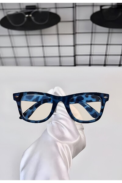 GlimmerGroove Special Design Blue Light Protective Glasses Blue Leopard Wayfarer Popular Unisex