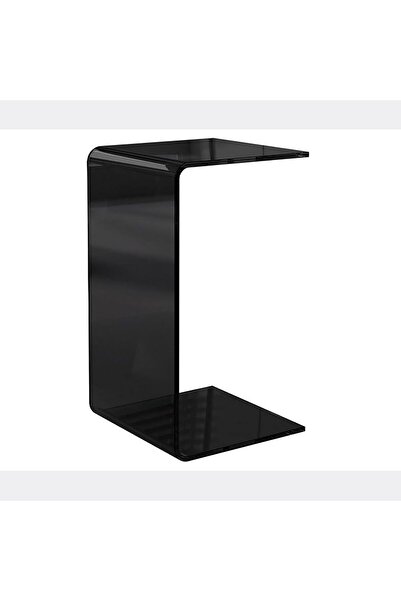 Slasa Black Opaque Acrylic Side Table by SLASA, 30 x 30 x 65 cm, Modern U-Shaped Coffee Table