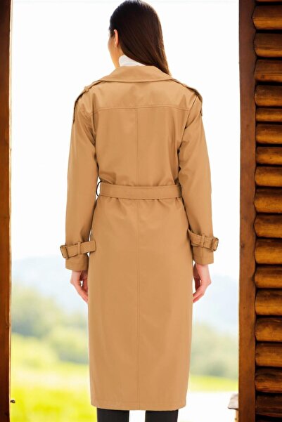 Dewberry Z6737 Trench Coat-Dark Camel