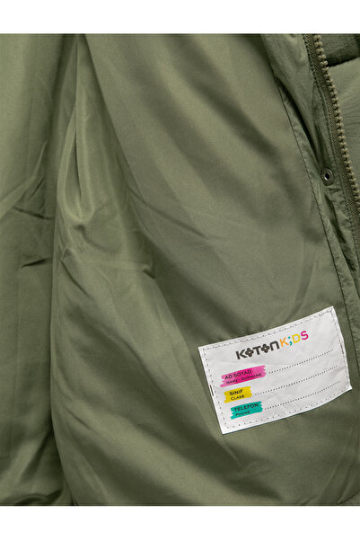 Koton Long Sleeve Pocket Quilted Hooded Long Puffer Coat