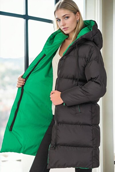 Dewberry Z8687 Coat-Black-Green