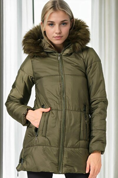 Dewberry Z9668 Coat-Khaki