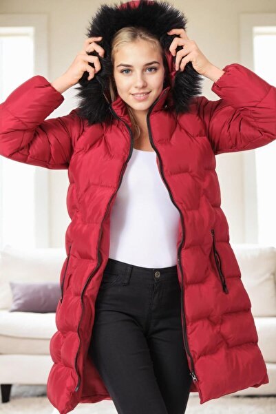 Dewberry Z9760 Coat-Burgundy